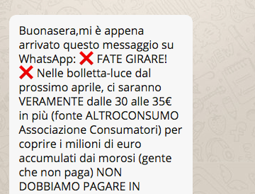 Bufala bolletta luce: aumento di 35€ per le bollette non pagate